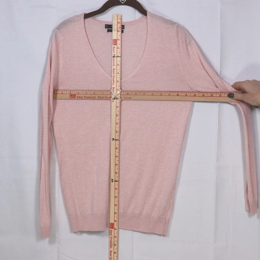 Mango V-Neck Sweater Womens‎ Small Pink Cashmere Lightweight Basics Knit